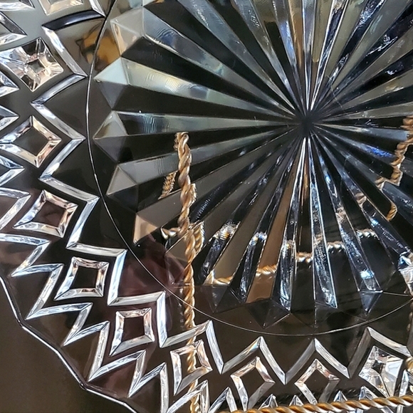 14" Large 24% Lead Crystal "Cathedral " Cake Plate by JG Durand - Picture 11 of 14